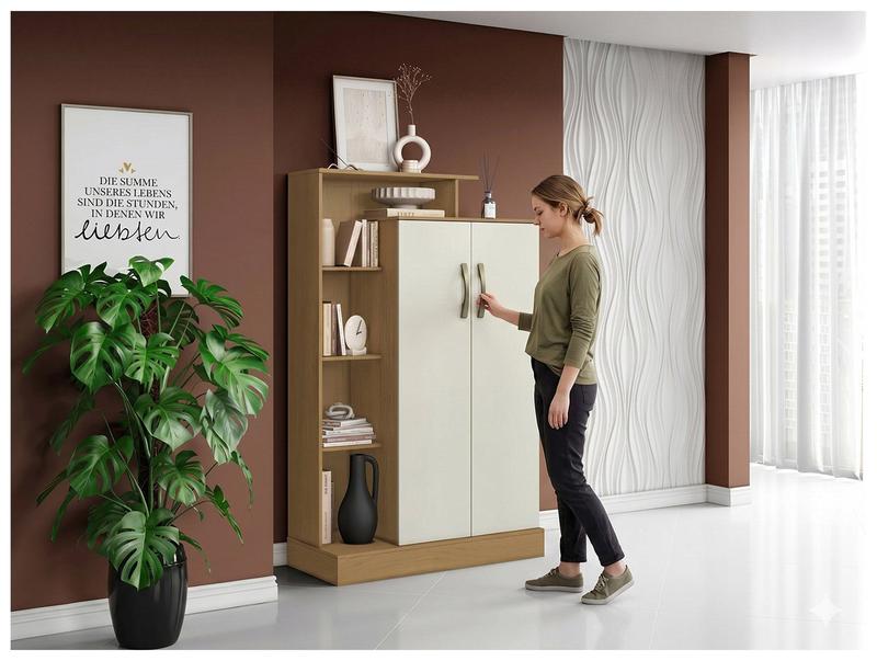 Armário Office Multiuso 2 Portas 7 Prateleiras Aramóveis Florença